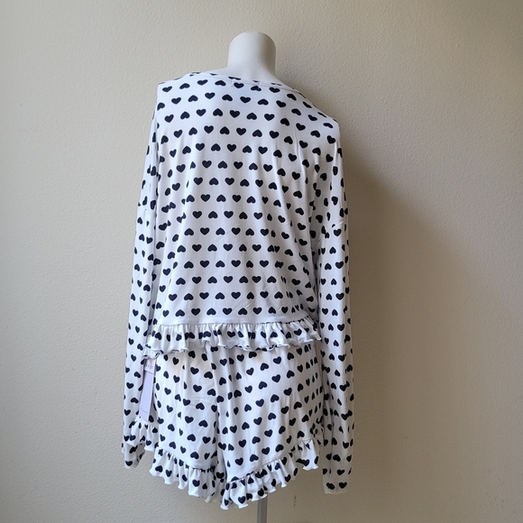 Flowy Lettuce Trim Heart Pajama Set - Picture 3 of 6